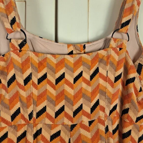 Urban Outfitters Women's Fall Chevron Stripe Corduroy Bib Overalls Sz Large-Flaw - Picture 8 of 16
